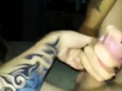 Amateur Skinny Tattooed Girl Deepthroats Until Cum Explodes